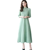 2019 new fashion womens a word dress spring decoration body was thin french retro seven quarter sleeve ladies dresses over knee