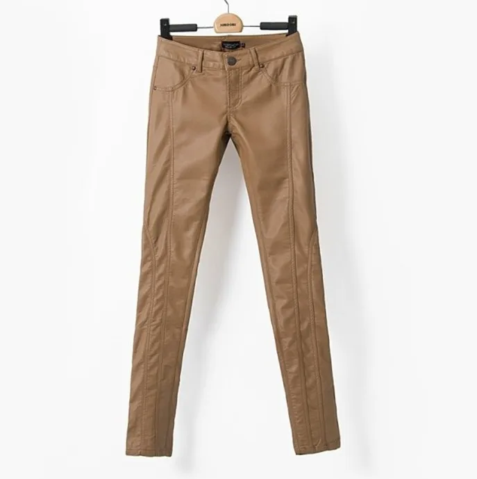 British fashion brand PU slim imitation leather elastic pencil pants Personality all match joker trousers free shipping | Женская одежда