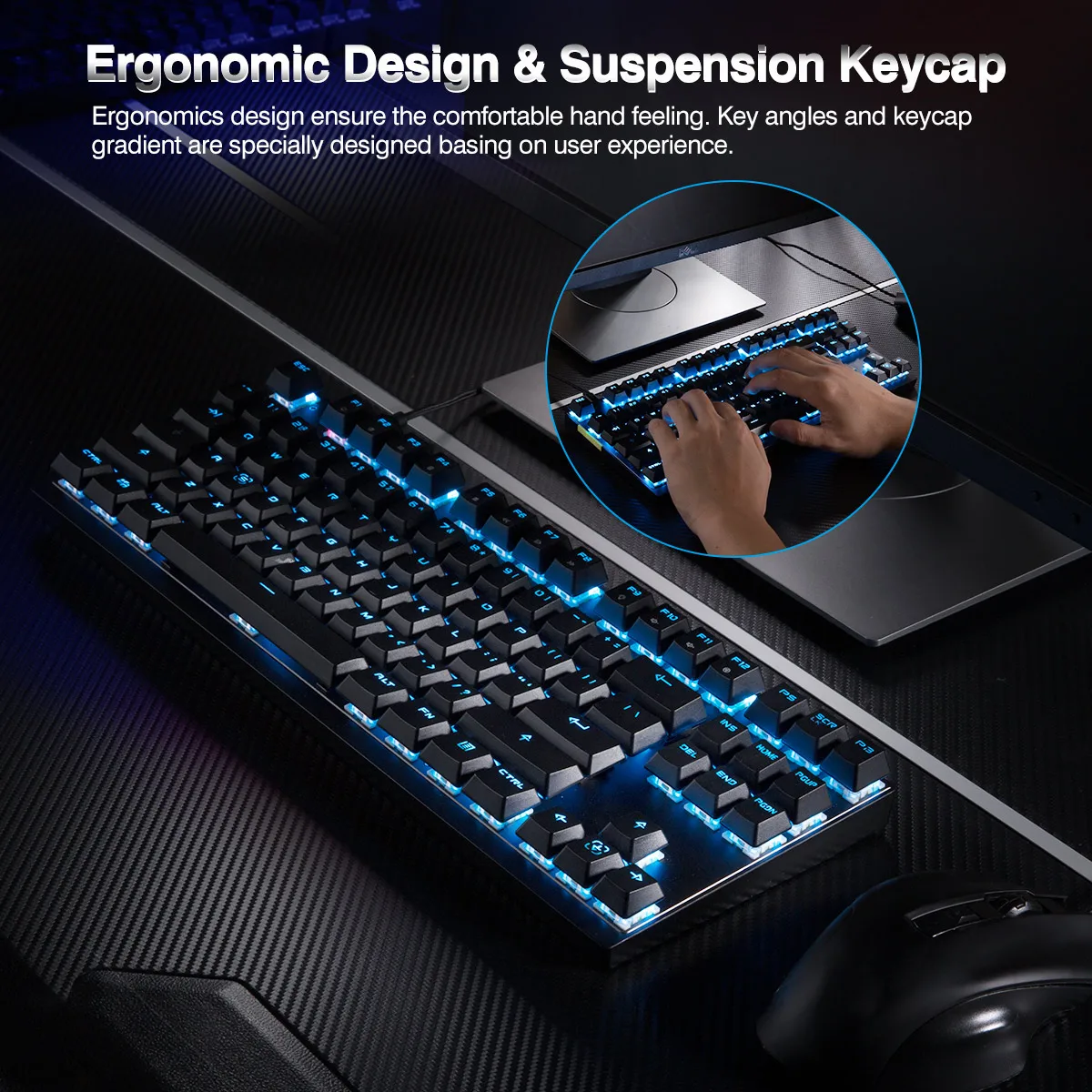 Motospeed GK82 тип-c игровая/Офисная Клавиатура 87Key красный переключатель 2,4G Беспроводная/Проводная Механическая клавиатура перезаряжаемая подсветка