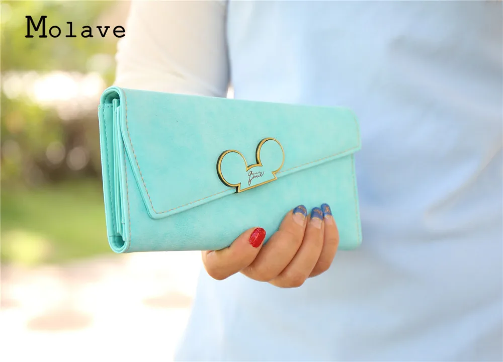 MOLAVE Новая мода дизайнер Farbe скрабы Lange Frauen портфели Damen Mickey Geldborse geldborsen Холтер дам Tasche Sep14