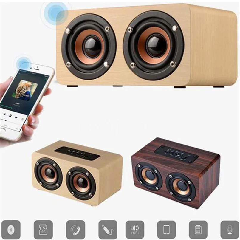 Bluetooth колонки 10 Вт Выход ретро дерево беспроводной динамик мини 3D двойной