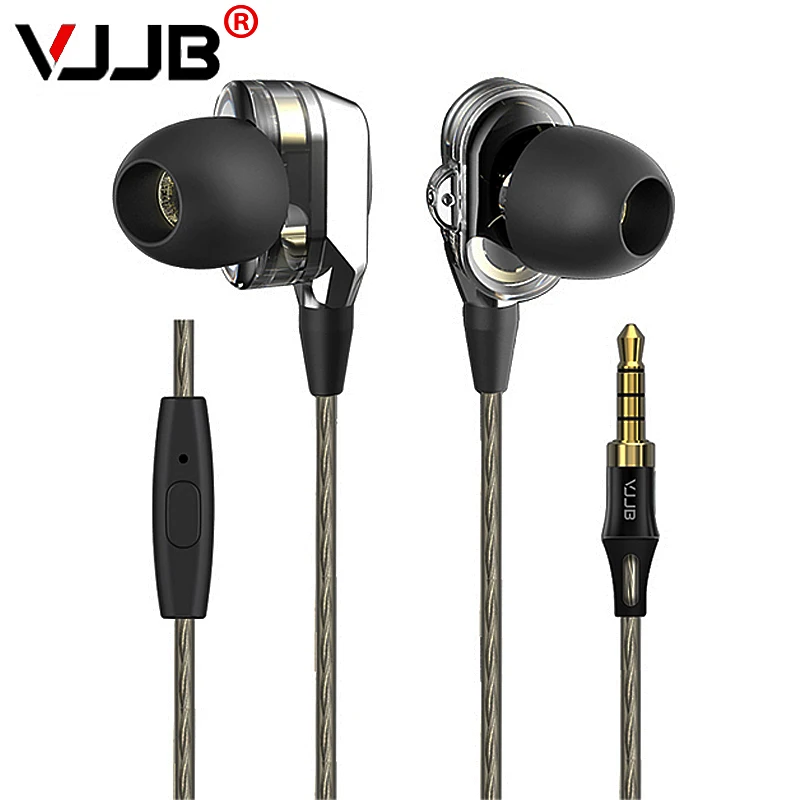 

VJJB V1S двойной драйвер системы наушники глубокий бас HIFI идеальное качество звука сабвуфер гарнитура наушники