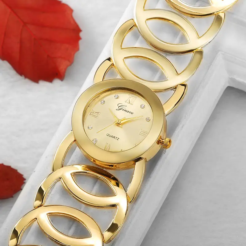 GINAVE женские кошельки Дамы Моды Кварцевые Часы Женщины Горный Хрусталь Платье