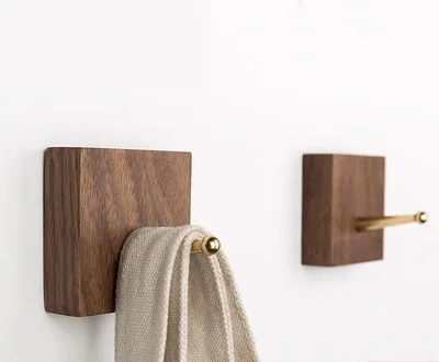 Скандинавский крючок для пальто латунь дерево настенная вешалка одежды