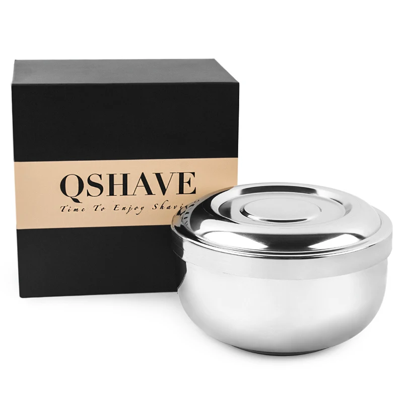 QSHAVE миска для мыла из нержавеющей стали с двойным краем подставка бритвы и кистей