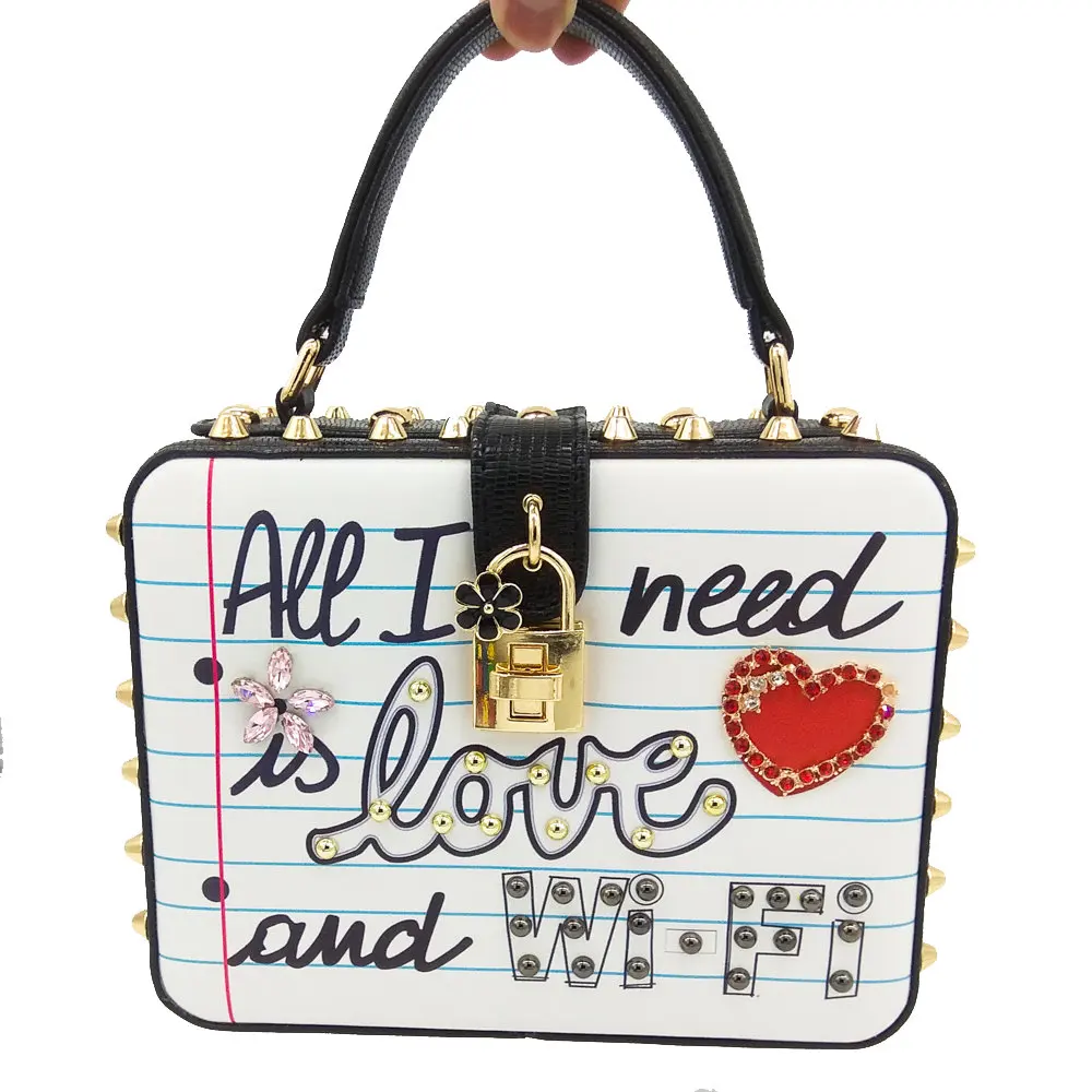 White Shoulder Bags Модная женская сумка через плечо с надписью «All I Need is LOVE and wifi» от Boutique De FGG, сумки через плечо, женская сумка-клатч с верхней ручкой - Цвет: White Shoulder Bags