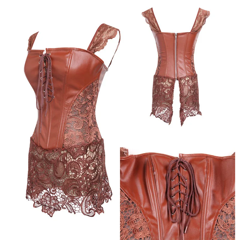 Женские пикантные черные сапоги ПВХ Кружевной Корсет Фетиш платье пуш ап