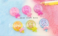 300pcs little glitter candy lollipop cabochon kawaii fake sweets decoden for jewelry diy cell phone decoration