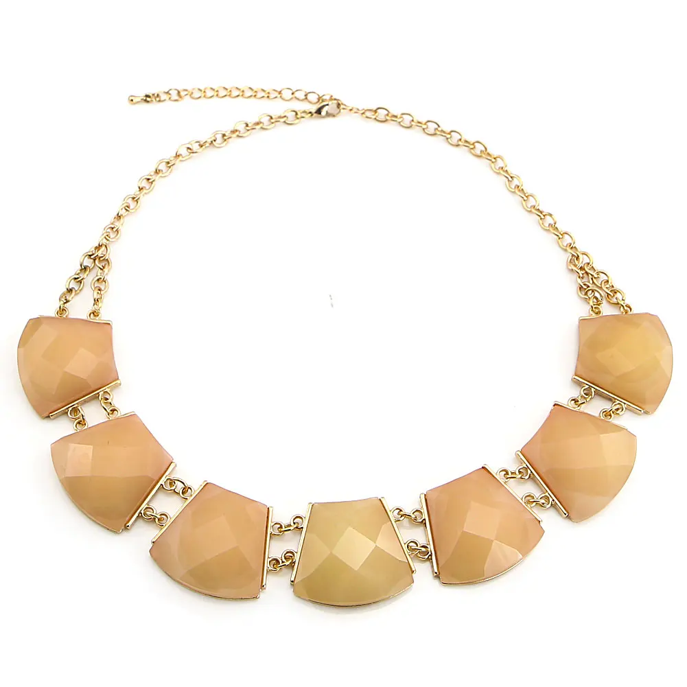 TrinketSea Multi Color Round Shining Statement Necklace For Women Short Bib Choker Geometric Cut Golden Chain Fashion Jewelry | Украшения и