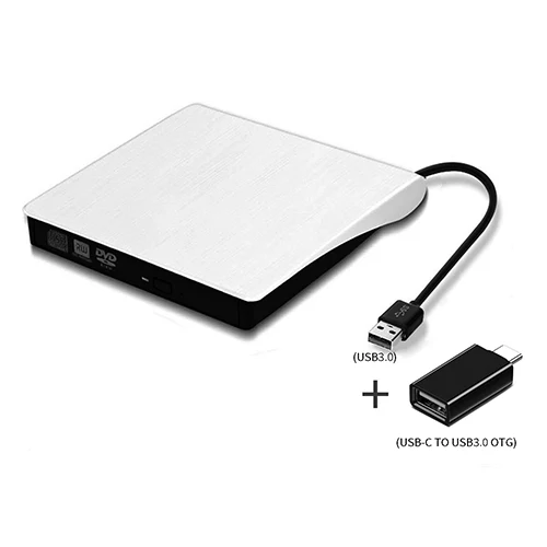 2 IN 1 White Портативный ультра-тонкий внешний CD приводы dvd-плеер USB3.0 Внешний DVD рекордер CD-ROM плеер для Windows IOS и т. д - Цвет: 2 IN 1 White