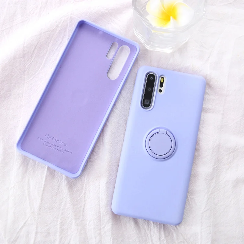 WK38-YeTORingPurple Socoupair Мягкий Жидкий чехол-держатель для телефона huawei P30 Pro Lite Nova 4e mate 20 Pro, мягкий силиконовый чехол из ТПУ с кольцом - Цвет: WK38-YeTORingPurple