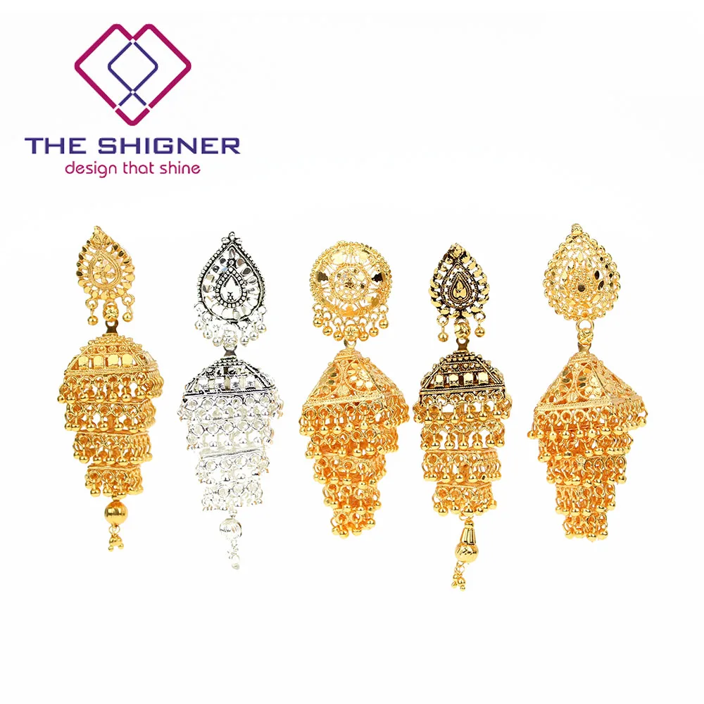 Античный этнический Индийский Золотой Серебряный цвет окисленный Jhumka Jhumki серьги