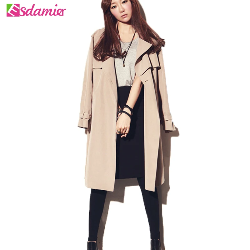 Модный весенне-осенний плащ размера плюс женская одежда длинный Тренч тонкая