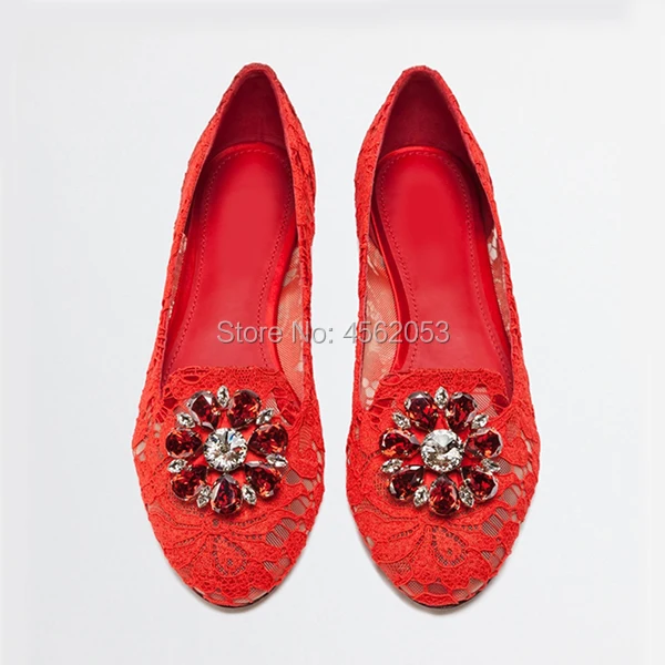 KALMALL/Лидер продаж; scarpe donna; Весенние Свадебные туфли без застежки с украшением в виде драгоценных камней и кружевом; женские туфли на плоской подошве с круглым носком и кристаллами