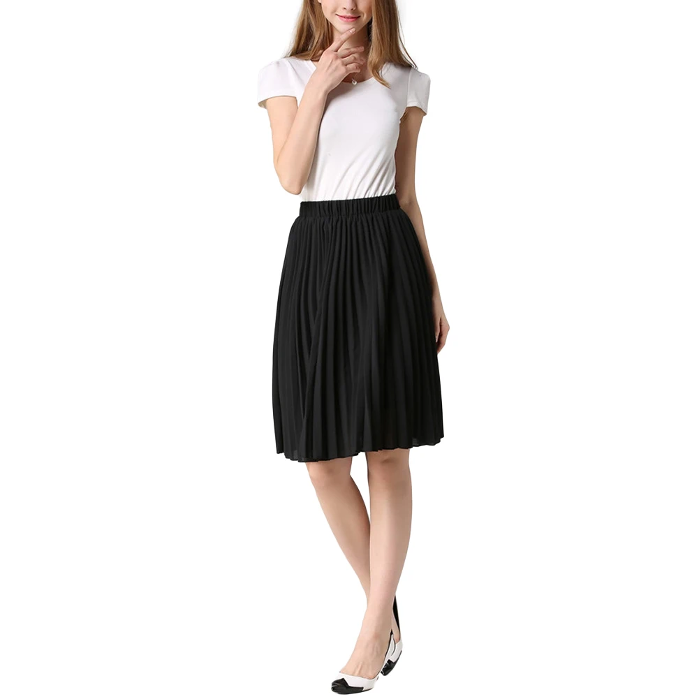 Модная элегантная плиссированная юбка Осень зима 2017 шифоновая тонкая с высокой