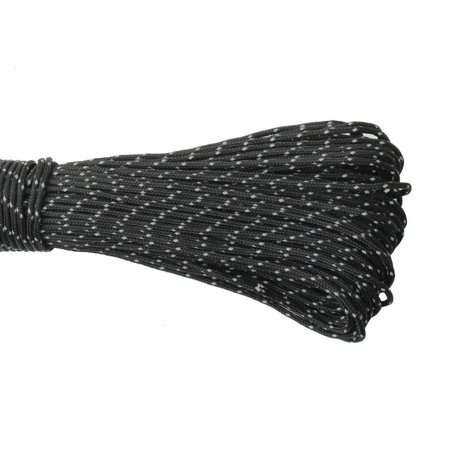 CAMPINGSKY 2 мм Paracord светоотражающий 3 нити Paracord Core открытый кемпинг Corda парашютный шнур шнурок палатка многофункциональная веревка - Цвет: black reflective