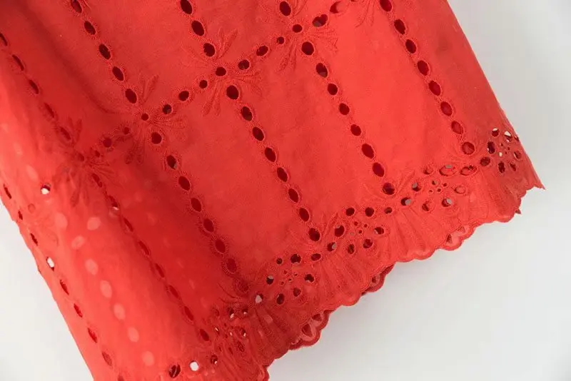 

Plus size red & white cotton summer women T-shirts 2018 hollow out tshirt O-Neck short sleeve ladies tops female