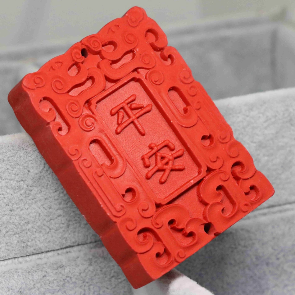 New arrival Taiwan synthetic red cinnabar rectangle carved lucky pendant fit diy women long chain necklace new gift jewels B1543 | Украшения