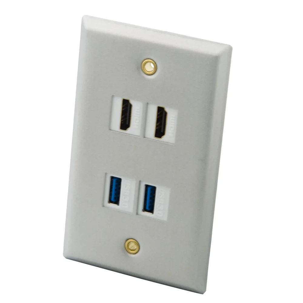 Односекционная цельная алюминиевая металлическая 4 порта HDMI USB CAT6 RJ45 F головка RG6