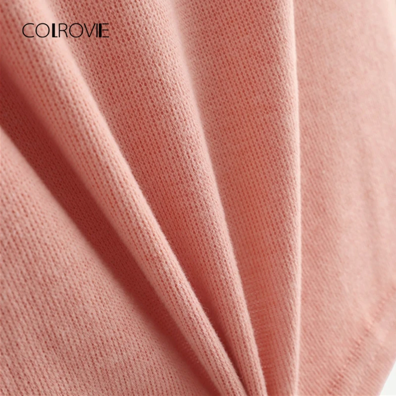 COLROVIE, Розовый пуловер с цветочным принтом и спущенными плечами, укороченная Женская толстовка с вышивкой, зима, осенние корейские офисные толстовки