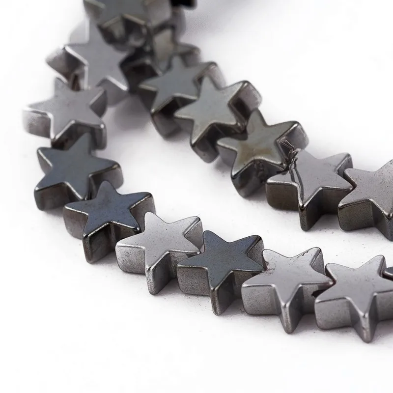 

5 StrandsElectroplated Non-magnetic Synthetic Hematite Beads Strands Star shape Half Plated Mixed Color Bead 6x6x2.5mm F70