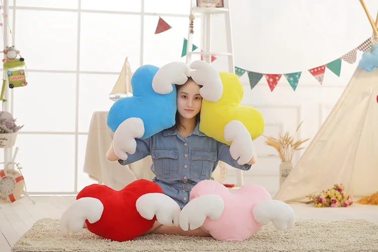 1 шт. 60 см Kawaii Ангел Подушка с крыльями подушки на тему "любовь" плюшевые мягкие игрушки встроенный кондиционер одеяло роскошное наполнение чувствовать себя гладким