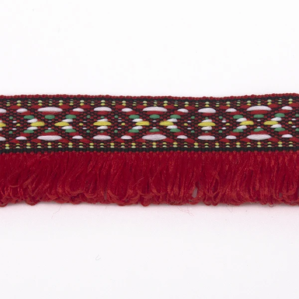 Красная жаккардовая плетеная отделка декорированная бахрома с кисточками