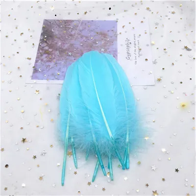 Light blue 50pcs Натуральные гусиные перья для рукоделия Плюм 5-7 дюймов/13-18 см ювелирные изделия Одежда Аксессуары свадебные украшения 50 шт - Цвет: Light blue 50pcs