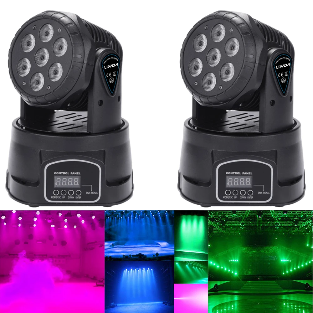 

DMX DJ Party Light 7LED 105W RGBW 9/14 Channel DMX512 Mini Rotating Moving Head Stage Light Effect Lamp for KTV Show Disco light