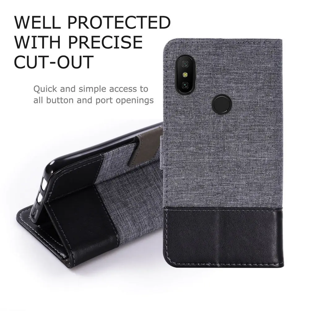 Тонкий чехол книжка для Xiaomi Redmi Note 6 Pro с полной защитой корпуса из искусственной