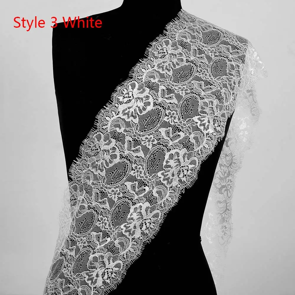 white 3 Новинка; Цвет черный, белый; 3 ярда; классическая кружевная отделка для ресниц; мягкая Цветочная Классическая кружевная отделка; декор; рукоделие; шитье для украшения платья - Цвет: white 3