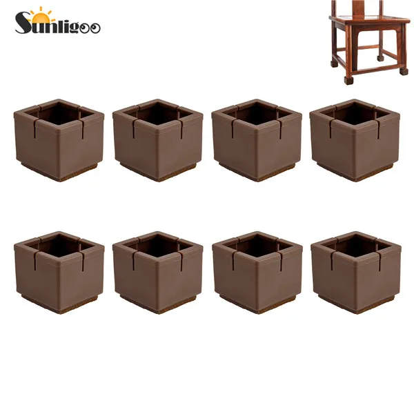 Coffee ColoR Sunligoo 8 шт квадратный стул ног колодки протекторы для мебели защита для пола стол ноги крышки против скольжения предотвращают царапины - Цвет: Coffee ColoR