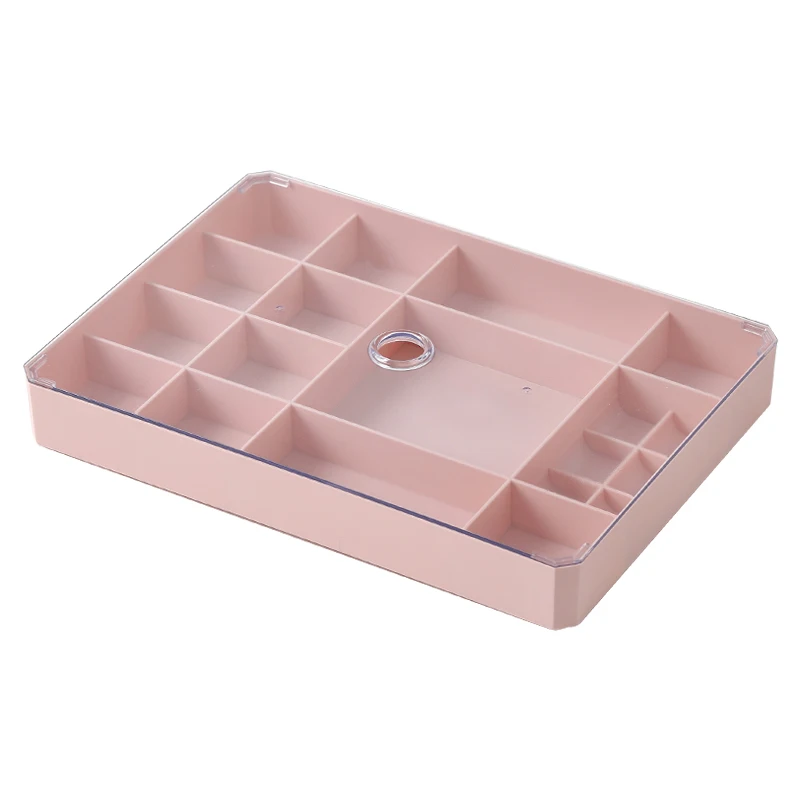 Pink 1pcs 18 сеток, прозрачная коробка для хранения ювелирных изделий, кольцо, серьги, таблетки, бусины, портативный пластиковый органайзер, чехол, контейнер для бисера - Цвет: Pink 1pcs