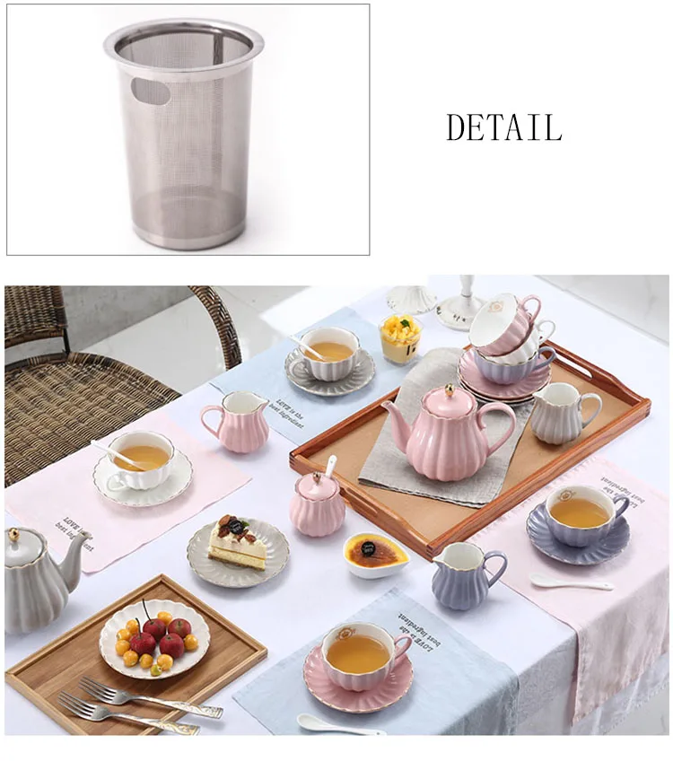 Brief British Bone China тыква в полоску керамическая посуда кофейная чашка кружка с молочным чайником ложка для блюдца Позолоченный Комплект полок набор