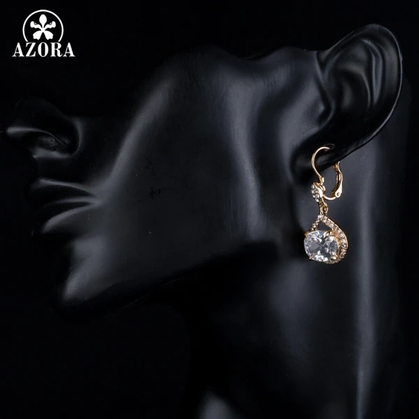 Серьги-капельки azora золотые с кубическим цирконием AAA + TE0146 | Украшения и