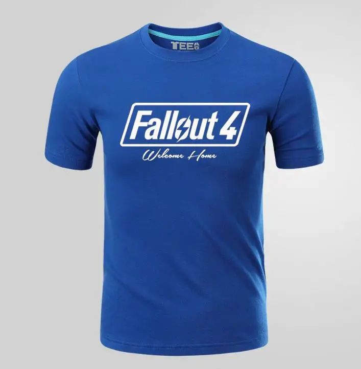 Футболки с принтом игры Fallout 4 wecome Home, мужские повседневные летние футболки из хлопка с коротким рукавом, модная футболка высокого качества