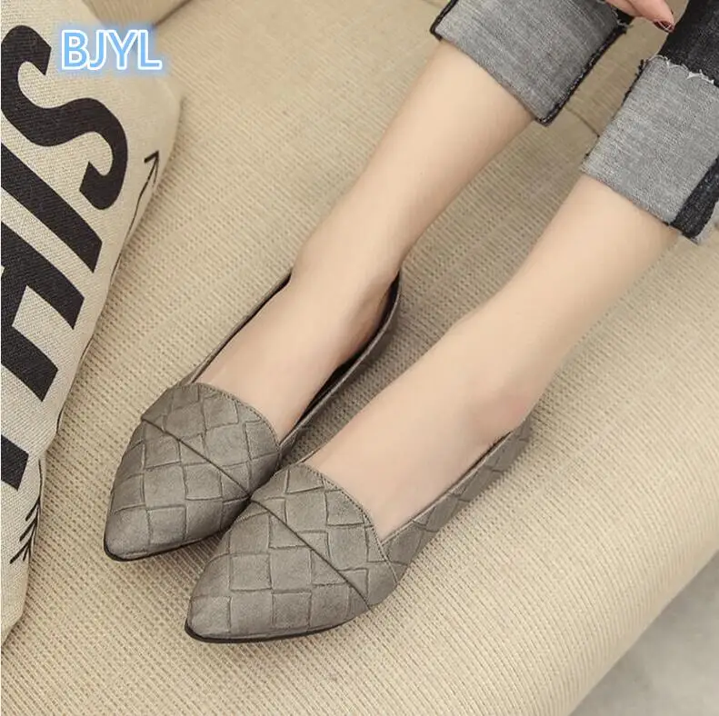 BJYL 2018 Spring and Autumn Season New shallow tip bean single shoes flat-bottomed ladyshoes Women Ping Baigu work tide | Обувь