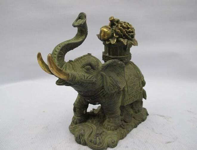 7.5 &quotЛаки Китайский Народная Бронзовый Фэн-Шуй благоприятный Слон Бог корбей