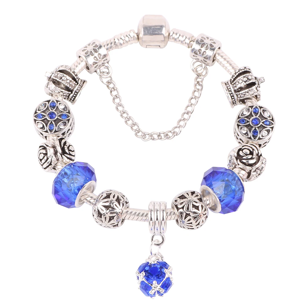 Новые оригинальные бусы с синими кулонами серии DIY подходит для женщин браслет
