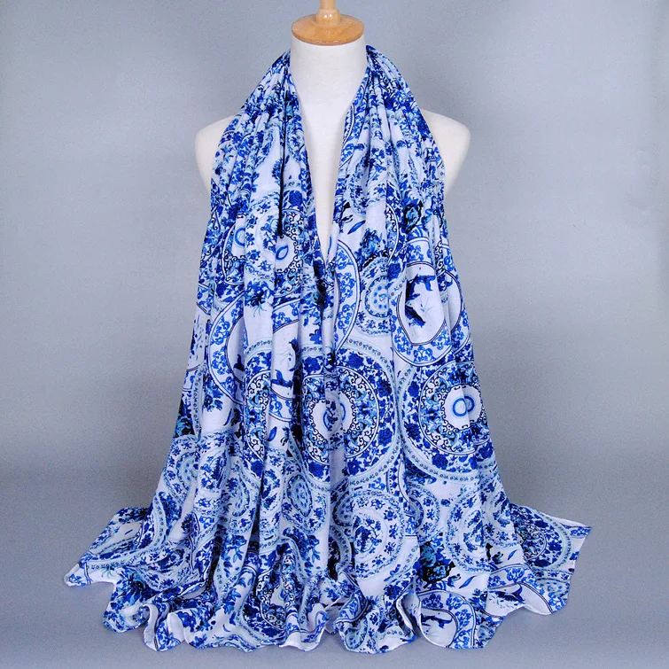 2017 Новый дизайн Цветочный Принт шарф кисточки фарфор Печать вискоза хлопок шарфы