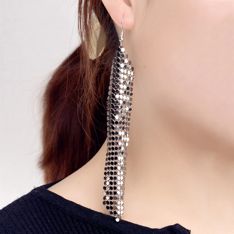 New Fashion Charm Sequin Drop Earrings Sexy Women Tassel Two-tone Sequins Wrap Ethnic Vintage Earring Female Jewelry Bijoux Gift | Украшения