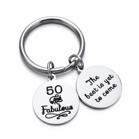 30mm stainless steel 50th birthday gift key ring the best is yet to come charms keychain for family mom dad step father