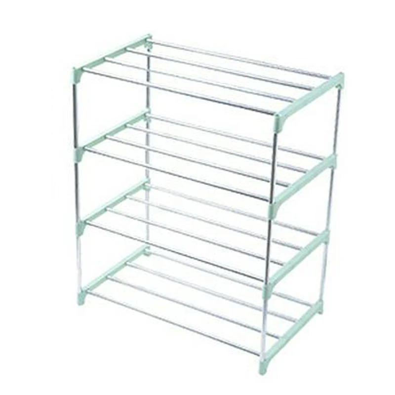 4L Nordic Green DIY простой стеллаж для хранения обуви полка 3/4 слоев из нержавеющей стали легко установить обувной шкаф для дома спальни общежития стеллаж для хранения - Цвет: 4L Nordic Green