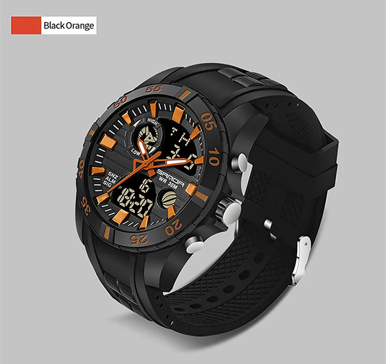 SANDA, новинка, S Shock, мужские спортивные часы, большой циферблат, кварцевые, цифровые часы для мужчин, люксовый бренд, светодиодный, военные, водонепроницаемые, мужские наручные часы