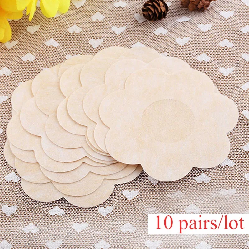 H 10 pairs 1/10 пар/партия, многоразовые Nudebra, самоклеющиеся силиконовые накладки на соски для груди, невидимые лепестки для груди, вечерние накладки# F - Цвет: H 10 pairs
