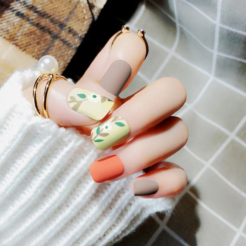 

Dropshipping 24pcs Women Fake Nails Tip Frosted Matte Manicure Decoration DIY False Nails SMJ