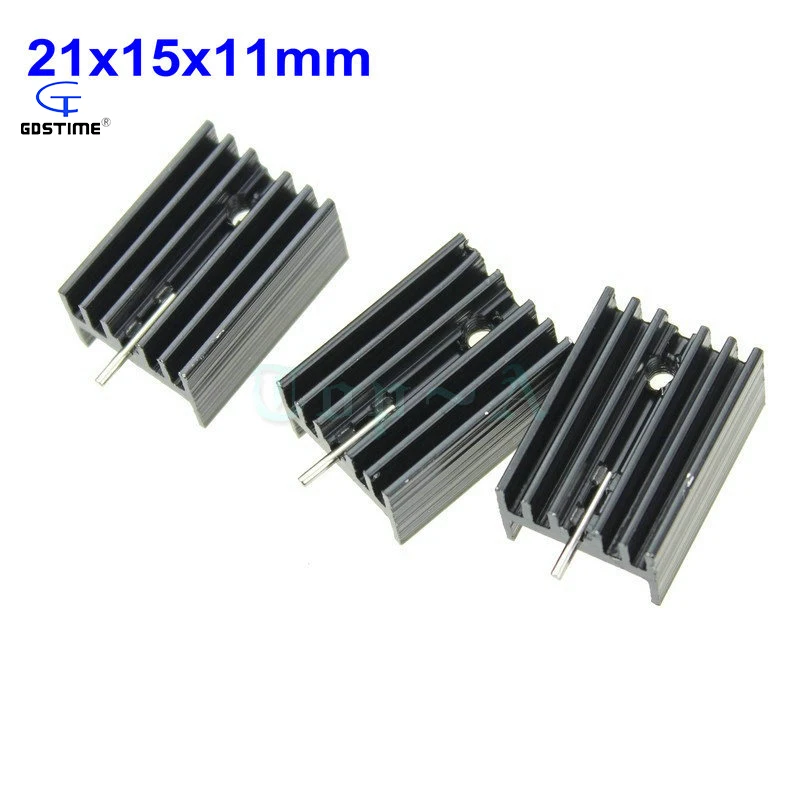 Gdstime 200pcs TO-220 Aluminum Heatsink 21x15x11mm TO220 Cooling Heat Sink For 7805 Triode Transistors Cooler IC Chip Radiator