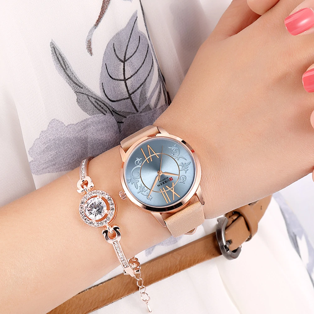 Женские часы CURREN модные креативные Аналоговые кварцевые наручные Reloj Mujer