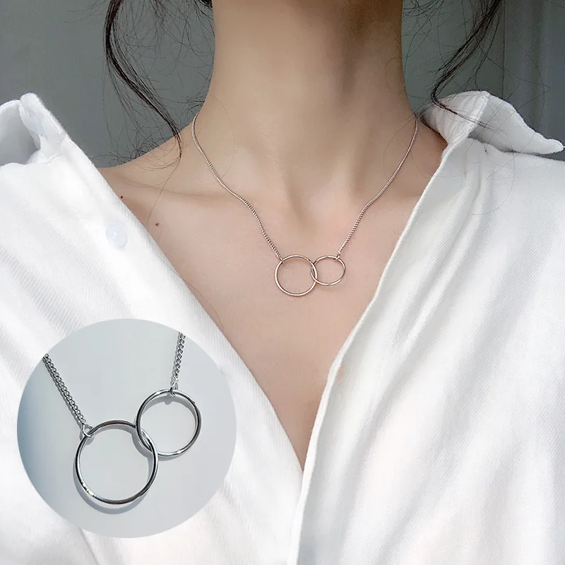 Circle Крошечное серебряное колье для женщин, ювелирные изделия, свадебные, бохо, кисточка, сердце, подвески, цепь, блестки, многослойные аксессуары, мода - Окраска металла: Circle