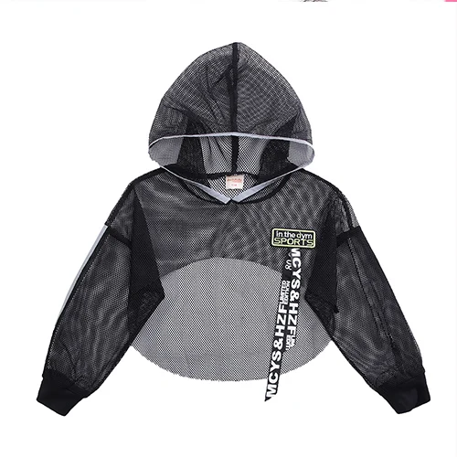 Only tops Детские костюмы для соревнований по джазовым танцам, сетчатые топы, штаны, костюм, Одежда для танцев в стиле хип-хоп, одежда для девочек для уличных выступлений, DWY1890 - Цвет: Only tops